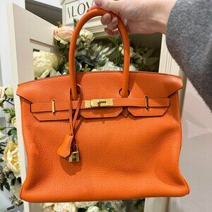 - - Hermes Orange Birkin 35 Bag—